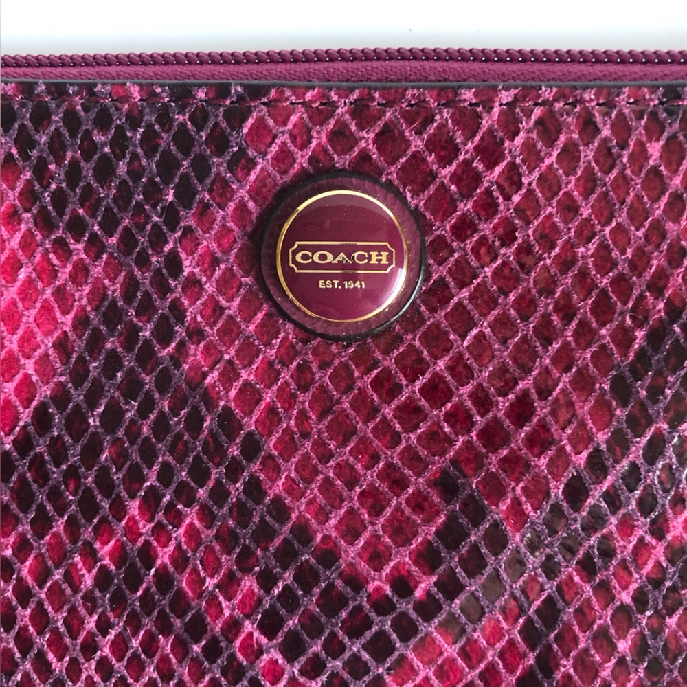 Y2k Leather Coach Raspberry Pink Python Print Wri… - image 2